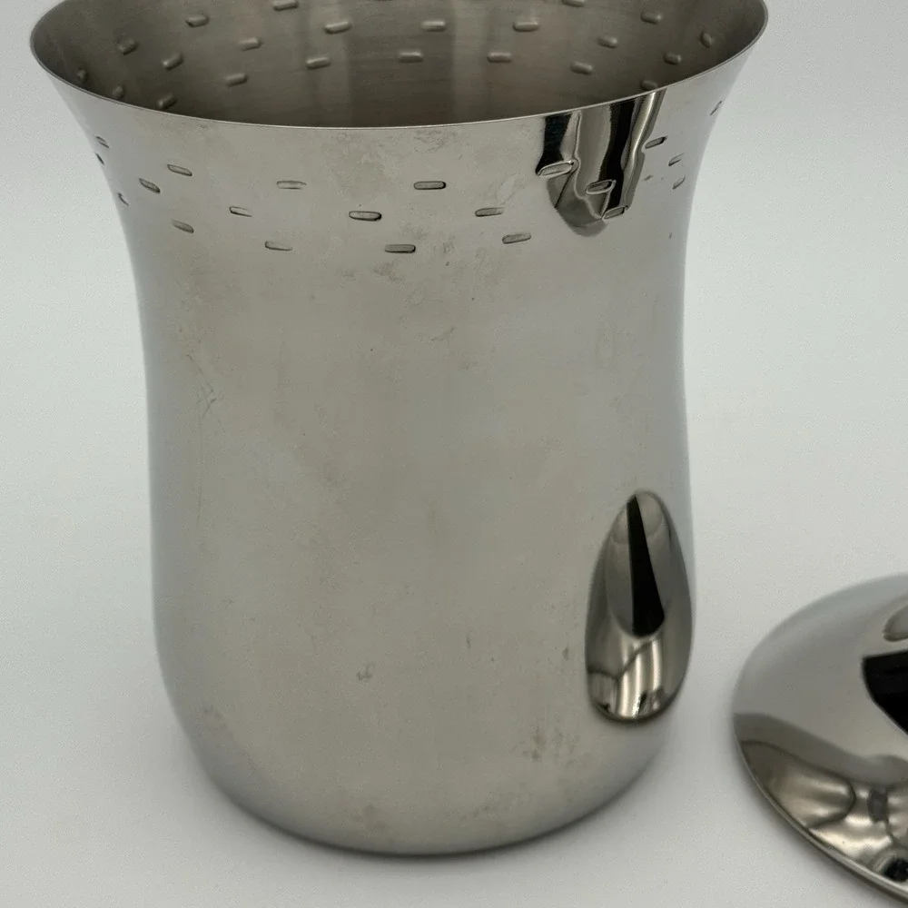 Vintage Copco Stainless Steel Ice Bucket w/ Domed Lid MCM Barware 6.75
